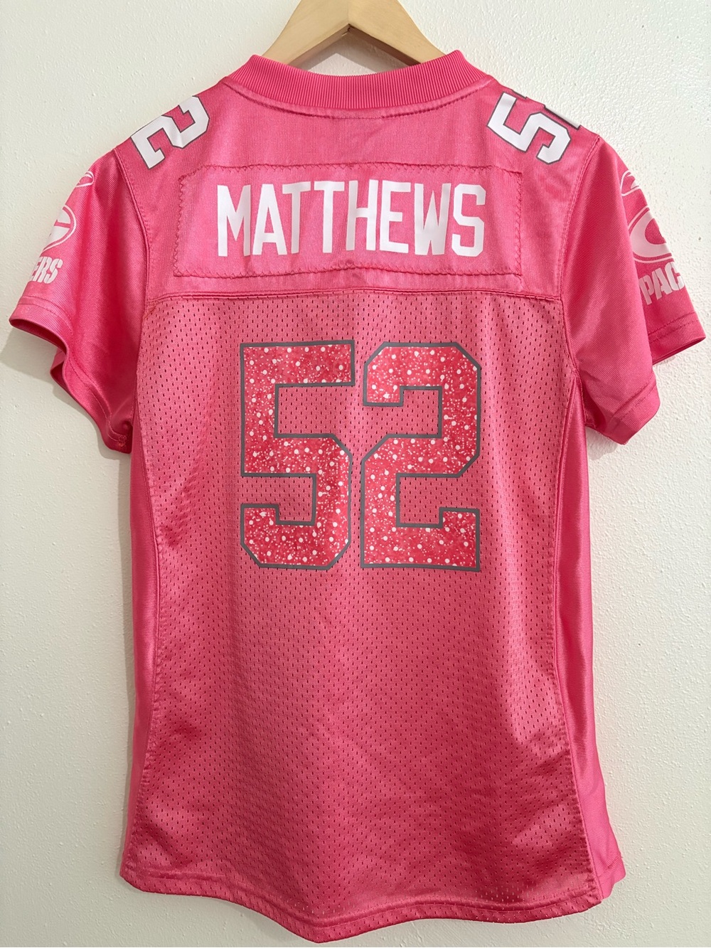 Reebok Kids Pink Matthews #52 Football Jersey - Girls' Athletic Tee